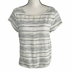 Women's GAP Jacquard Embroidery Short Sleeve Top White Gray